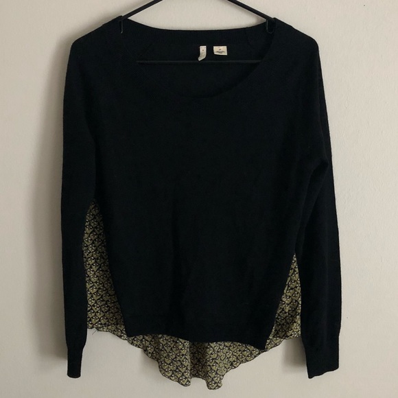 Anthropologie Sweaters - 🖤MOTH Black Sweater w/ Floral Sheer Back